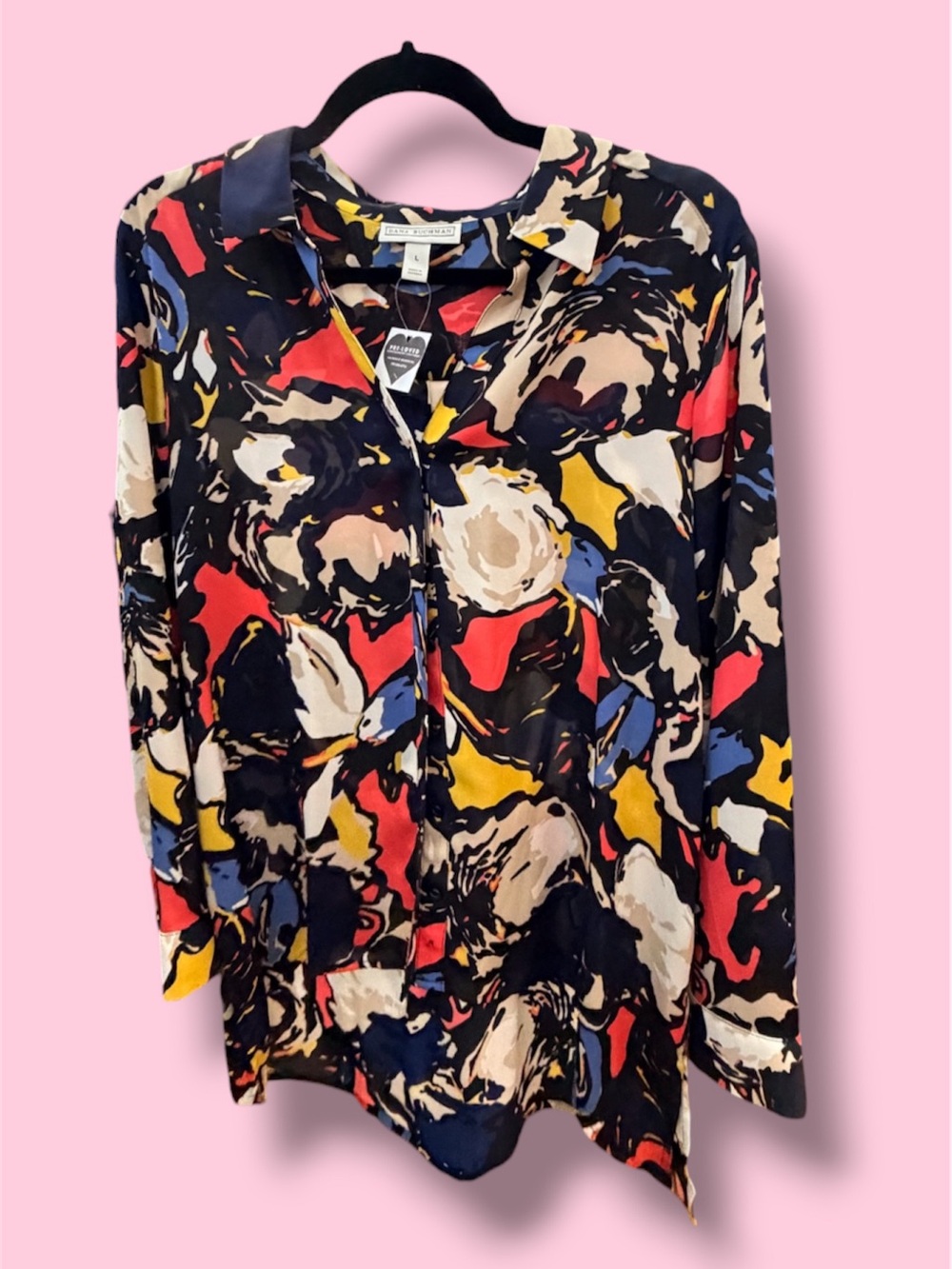 Dana Buchman Multicolor Abstract Floral Button-Down Blouse